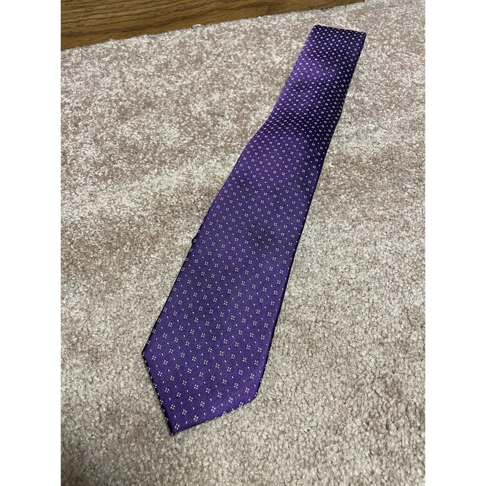 Chaps Ralph Lauren Tie Purple Blue Micro Dot Silk 2.8"